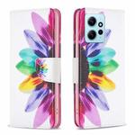For Xiaomi Redmi Note 12 4G Global Colored Drawing Pattern Leather Phone Case(Sun Flower)
