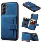 For Samsung Galaxy A34 5G Skin Feel Dream Anti-theft Brush Shockproof Portable Skin Card Bag Phone Case(Peacock Blue)