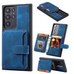 For Samsung Galaxy S22 Ultra 5G Skin Feel Dream Anti-theft Brush Shockproof Portable Skin Card Bag Phone Case(Peacock Blue)