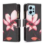 For Xiaomi Redmi Note 12 4G Global Colored Drawing Pattern Zipper Leather Phone Case(Lotus)