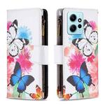 For Xiaomi Redmi Note 12 4G Global Colored Drawing Pattern Zipper Leather Phone Case(Two Butterflies)