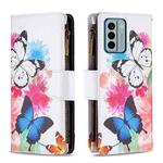 For Nokia G22 Colored Drawing Pattern Zipper Leather Phone Case(Two Butterflies)