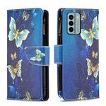 For Nokia G22 Colored Drawing Pattern Zipper Leather Phone Case(Gold Butterfly)