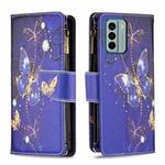 For Nokia G22 Colored Drawing Pattern Zipper Leather Phone Case(Purple Butterfly)