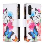 For Samsung Galaxy A24 4G Colored Drawing Pattern Zipper Leather Phone Case(Two Butterflies)