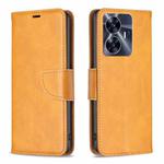 For Realme C55 Lambskin Texture Leather Phone Case(Yellow)
