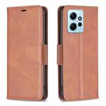 For Xiaomi Redmi Note 12 4G Global Lambskin Texture Leather Phone Case(Brown)