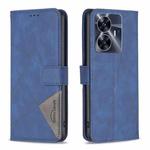 For Realme C55 Magnetic Buckle Rhombus Texture Leather Phone Case(Blue)