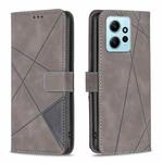 For Xiaomi Redmi Note 12 4G Global Magnetic Buckle Rhombus Texture Leather Phone Case(Grey)