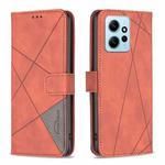 For Xiaomi Redmi Note 12 4G Global Magnetic Buckle Rhombus Texture Leather Phone Case(Brown)
