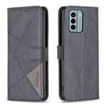 For Nokia G22 Magnetic Buckle Rhombus Texture Leather Phone Case(Black)