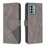 For Nokia G22 Magnetic Buckle Rhombus Texture Leather Phone Case(Grey)