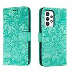 For Samsung Galaxy A34 5G Lace Flower Embossing Flip Leather Phone Case(Green)