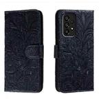 For Samsung Galaxy A54 5G Lace Flower Embossing Flip Leather Phone Case(Dark Blue)