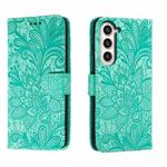 For Samsung Galaxy S23+ 5G Lace Flower Embossing Flip Leather Phone Case(Green)