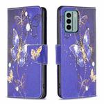 For Nokia G22 Colored Drawing Leather Phone Case(Purple Butterfly)