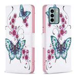 For Nokia G22 Colored Drawing Leather Phone Case(Peach Blossom Butterfly)