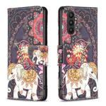 For Samsung Galaxy A24 4G Colored Drawing Leather Phone Case(Flowers Elephant)