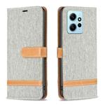 For Xiaomi Redmi Note 12 4G Global Color Block Denim Texture Leather Phone Case(Grey)