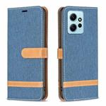For Xiaomi Redmi Note 12 4G Global Color Block Denim Texture Leather Phone Case(Dark Blue)