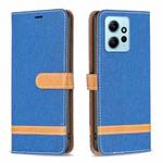 For Xiaomi Redmi Note 12 4G Global Color Block Denim Texture Leather Phone Case(Royal Blue)
