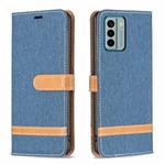 For Nokia G22 Color Block Denim Texture Leather Phone Case(Dark Blue)