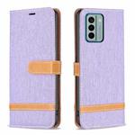 For Nokia G22 Color Block Denim Texture Leather Phone Case(Purple)