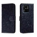 For Xiaomi Redmi 10C Lace Flower Embossing Flip Leather Phone Case(Dark Blue)