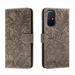 For Xiaomi Redmi 12C Lace Flower Embossing Flip Leather Phone Case(Grey)