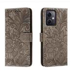 For Xiaomi Redmi Note 12 5G Global Lace Flower Embossing Flip Leather Phone Case(Grey)
