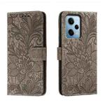 For Xiaomi Redmi Note 12 Pro Lace Flower Embossing Flip Leather Phone Case(Grey)