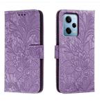 For Xiaomi Redmi Note 12 Pro Lace Flower Embossing Flip Leather Phone Case(Purple)