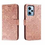 For Xiaomi Redmi Note 12 Pro Lace Flower Embossing Flip Leather Phone Case(Rose Gold)