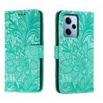 For Xiaomi Redmi Note 12 Pro Lace Flower Embossing Flip Leather Phone Case(Green)