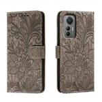 For Xiaomi 12 Lite Lace Flower Embossing Flip Leather Phone Case(Grey)