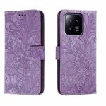 For Xiaomi 13 Lace Flower Embossing Flip Leather Phone Case(Purple)