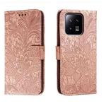 For Xiaomi 13 Lace Flower Embossing Flip Leather Phone Case(Rose Gold)