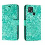 For Xiaomi Poco C40 Lace Flower Embossing Flip Leather Phone Case(Green)