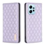 For Xiaomi Redmi Note 12 4G Global Diamond Lattice Magnetic Leather Flip Phone Case(Purple)