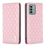 For Nokia G22 Diamond Lattice Magnetic Leather Flip Phone Case(Pink)
