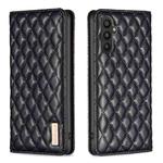 For Samsung Galaxy A24 4G Diamond Lattice Magnetic Leather Flip Phone Case(Black)