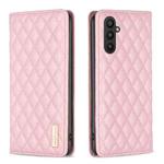 For Samsung Galaxy A24 4G Diamond Lattice Magnetic Leather Flip Phone Case(Pink)