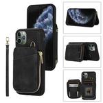 For iPhone 11 Pro Zipper Card Bag Back Cover Phone Case(Black)