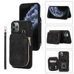 For iPhone 11 Pro Max Zipper Card Bag Back Cover Phone Case(Black)