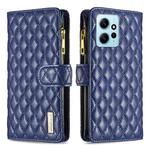 For Xiaomi Redmi Note 12 4G Global Diamond Lattice Zipper Wallet Leather Flip Phone Case(Blue)