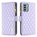 For Nokia G22 Diamond Lattice Zipper Wallet Leather Flip Phone Case(Purple)