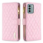 For Nokia G22 Diamond Lattice Zipper Wallet Leather Flip Phone Case(Pink)