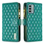 For Nokia G22 Diamond Lattice Zipper Wallet Leather Flip Phone Case(Green)