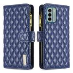 For Nokia G22 Diamond Lattice Zipper Wallet Leather Flip Phone Case(Blue)