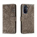 For Huawei Enjoy 50 Lace Flower Embossing Flip Leather Phone Case(Grey)